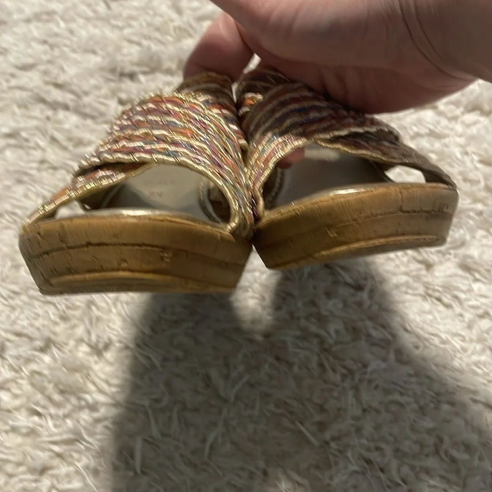 Italian Shoemakers Women Wedge Heels Size 8 Gold Colorful Coastal Bohemian